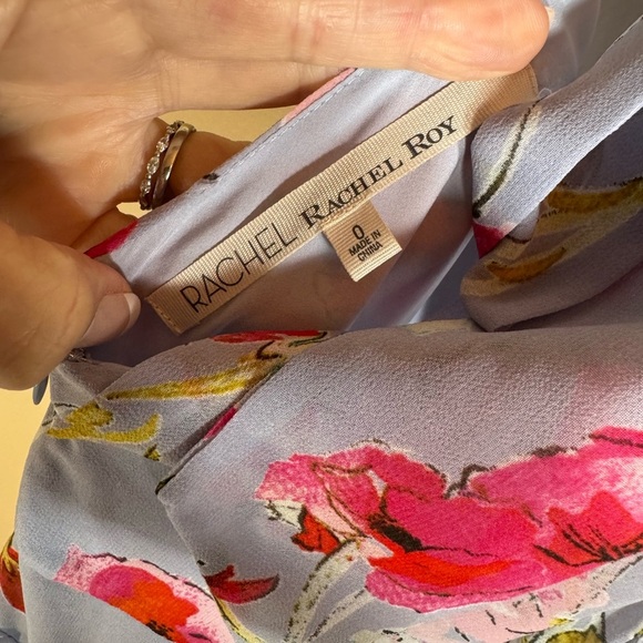 Rachelle Roy floral maxi, ruffles great movement semi sheer at waist size 0 - Picture 8 of 11